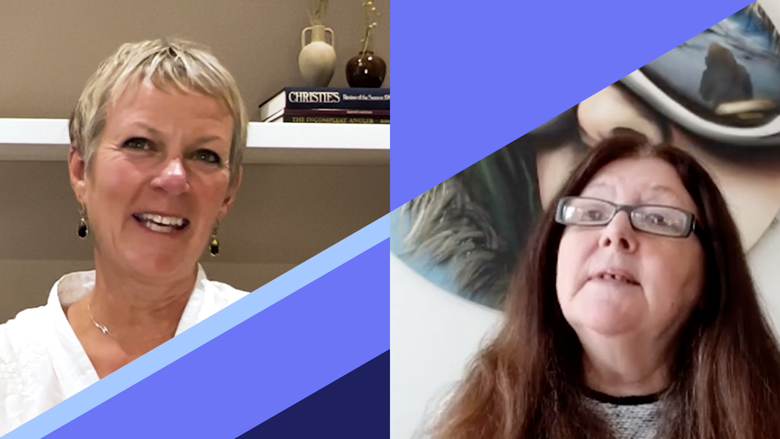 still frame showing two of the patients that speak in the patient voices panel video